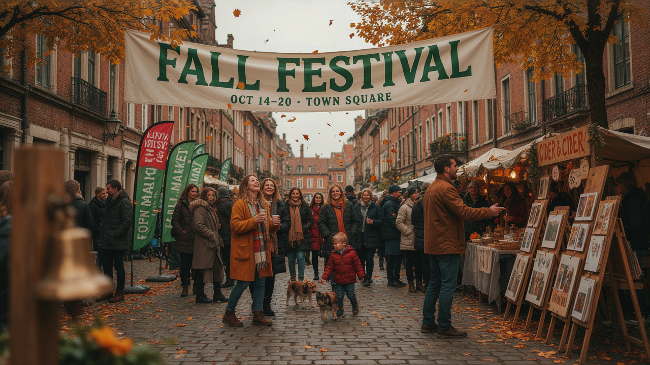 Custom Event Signage for fall events, from welcome signs to banners and vendor displays.